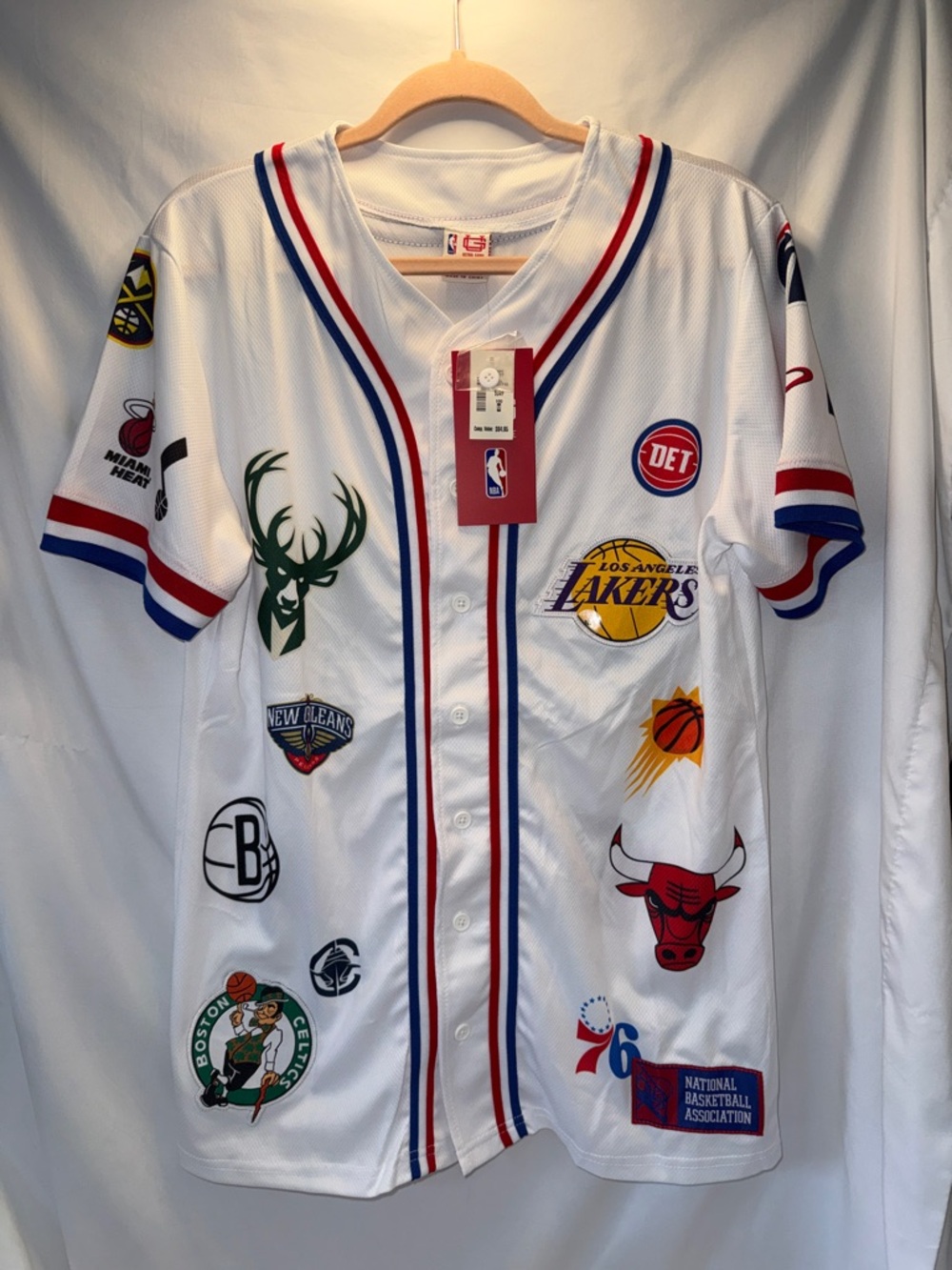 NBA Team Logos Unisex White Basketball Style Jersey